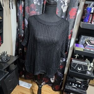 Chic Black Open-Knit Sweater